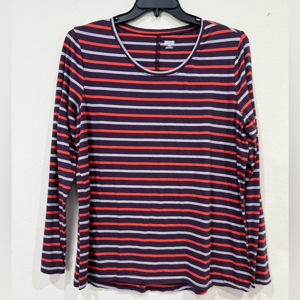 Duluth Trading Co Red and White Striped Long Sleeve Tee